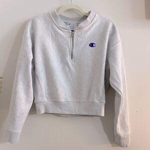 Champion - cropped zip up crew neck - grey